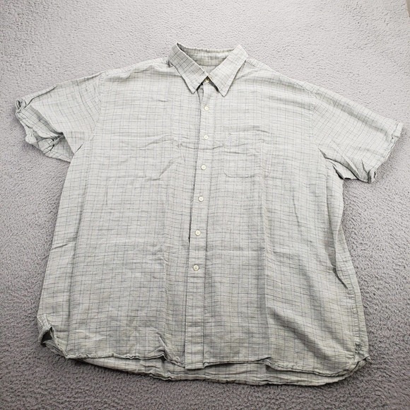 Izod Shirt Mens XXL Green Plaid Button Up Short Sleeve Golf Classic Collared - Picture 1 of 11